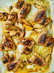 tray of rustic baked chicken wing
