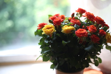 bouquet of yellow and orange roses