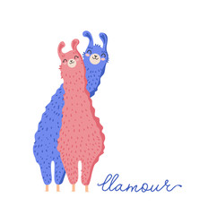 Collection of Valentine's day and llama in love with cactus and heart and many details.Typography poster,card,label,banner design set with background.Vector illustration. © Artamstera