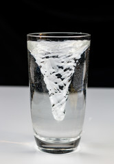 vortex whirlpool in glass of water