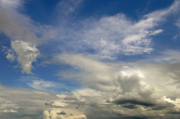 Cumulus clouds in the sky