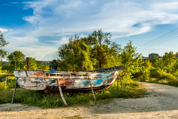 Kirklareli, Turkey, 19 May 2017: Wooden Boat at Kiyikoy, Vize