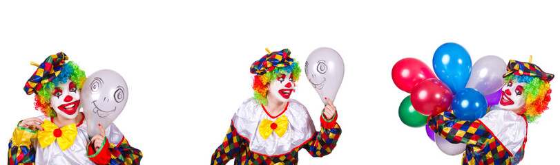 Funny male clown isolated on white 