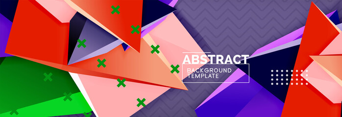 Abstract background, colorful minimal abstract triangle composition