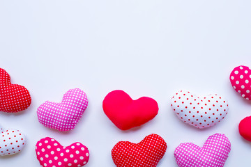 Valentine's hearts on white background.