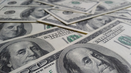 dollar bills for unfocused background