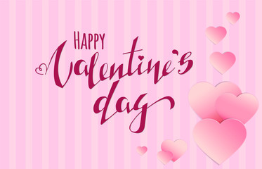 Vector valentines day banner with handdraw text in red and pink colors