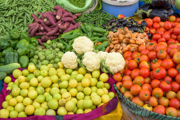 Fototapeta na wymiar Fresh and organic vegetables at farmers market.