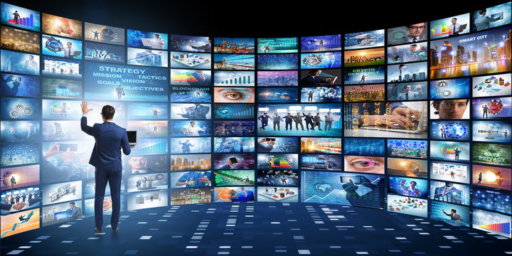 Concept of streaming video with businessman