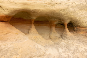 Miniature caves in the sandstone at Lake Powell