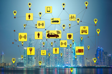 Ridesharing and carpooling concept in the city