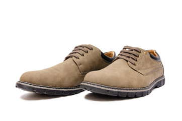 Brown suade shoes isolated on white background