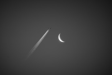 Airplane reaching the Moon