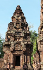 Siem Reap,Cambodia-January 9, 2019: Reliefs in Banteay Srei in Siem Reap, Cambodia
