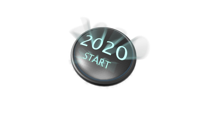 3d rendering of 2020 start button concept of new year