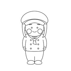 Fototapeta premium 女性キャラクターパン屋