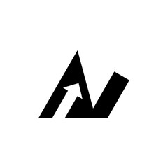 Letter N With Arrow, Initial Letter Logo Template