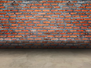 texture of brick wall, mortar and concrete floor for advertisement concept