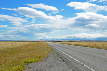 The long lonely highways near Glacier National Park.