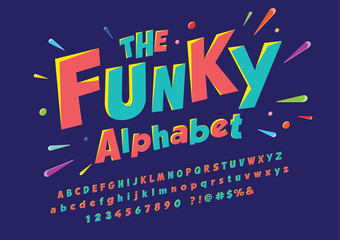 Colorful stylized font and alphabet
