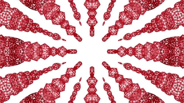Abstract animated background of red openwork shapes. 3d render