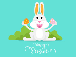 cute rabbit with easter egg happy easter day