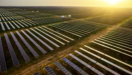 Aerial detail of aerial solar photovoltaic panel