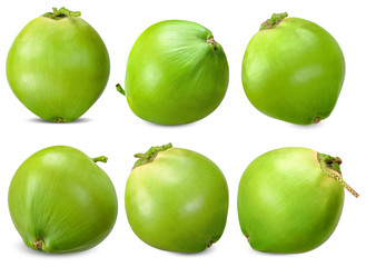 Green coconut isolated on white clipping path