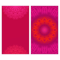 Modern Vector Template With Tribal Mandalas. For Brochure, Flyer, Cover, Magazine. Red color