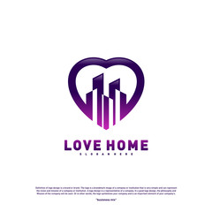 Modern City Love Logo Design Concept. Business Love Building Logo Vector Template