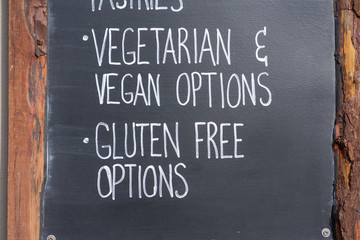 Gluten free and vegan options sign  - obrazy, fototapety, plakaty