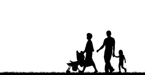 silhouette happy family on white background