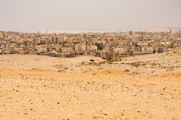 Cairo as seen from the pyramids plateou in guzeh, Egypt