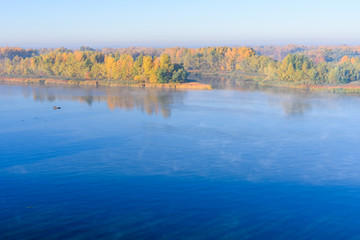 Naklejka na ściany i meble View on a river Dnieper in Kremenchug on autumn