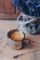 Obraz na płótnie Canvas morning cup of coffee by the window