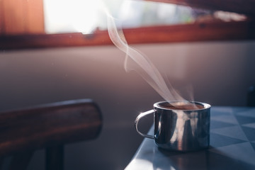 morning cup of coffee by the window