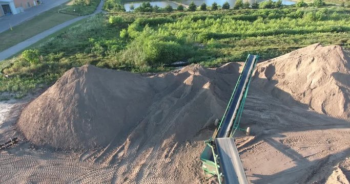 Construction Machinery Sand Belt Mini Conveyer Drone Aerial Top Down View 001