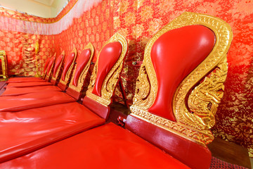 Red seat of Thai monk for Ceremony event of Thai buddhist