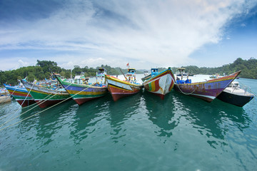 Fototapeta na wymiar Fishing boats anchored