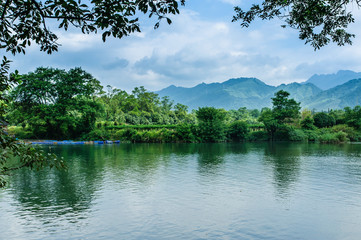 Fototapeta premium The river and rural scenery in spring