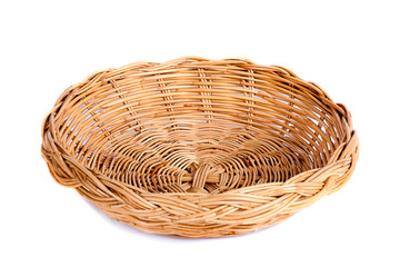 Basket wicker on isolated white background.