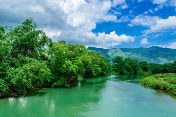 River and countryside scenery in spring