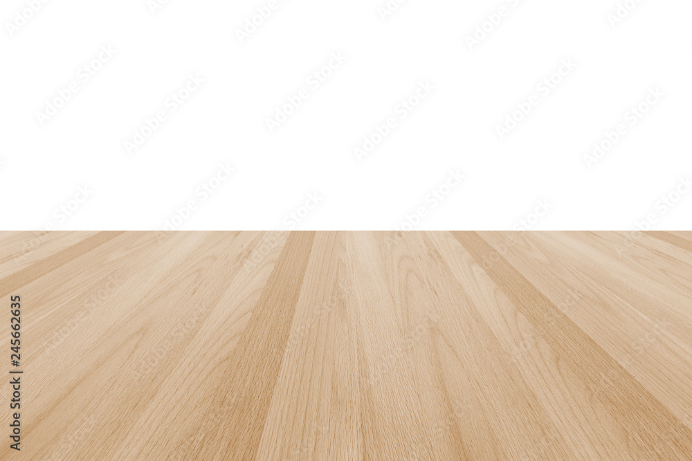 Wall mural wood floor texture in light cream beige brown color tone isolated on white wall background