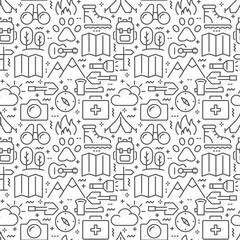 Campimg and hiking seamless pattern. Vector eps 8