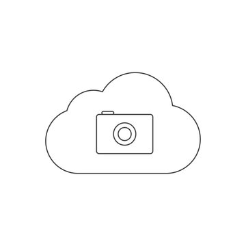 cloud and photo outline icon vector design