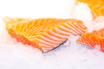 Salmon fillet in fish market, healthy food