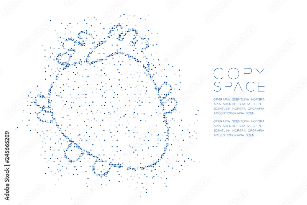 Poster heart shape abstract geometric square box pixel pattern, medical science organ concept design blue c