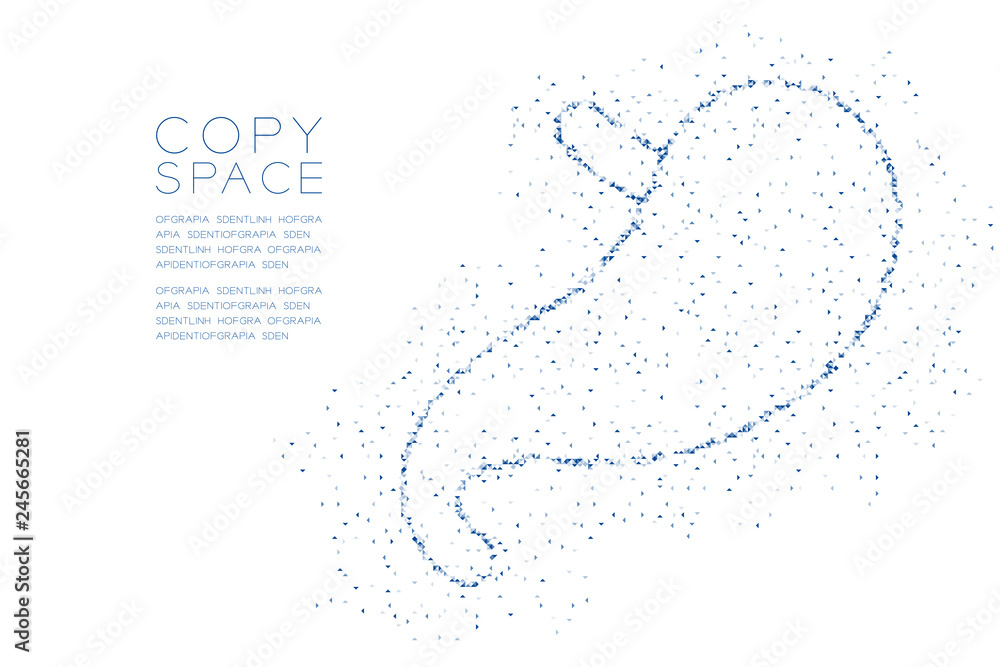 Poster stomach shape abstract geometric polygon square box and triangle pattern, medical science organ conc