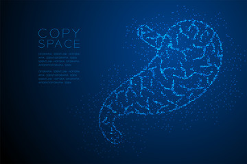 Stomach shape Abstract Geometric Bokeh light circle dot pixel pattern; Medical Science Organ concept design blue color illustration isolated on blue gradient background with copy space; vector eps 10
