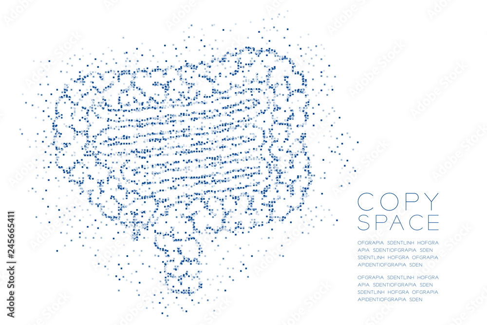 Poster intestine shape abstract geometric square box pixel pattern, medical science organ concept design bl